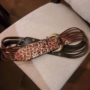 NWOT Chicos Leopard Belt with Gold Buckle Large